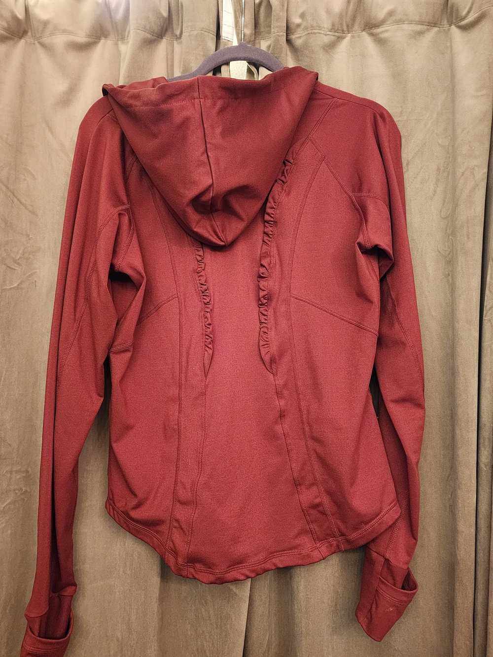 Cute Senita Athletic Women's Hood Full Zip Jacket W/ Ruffle Detail - Dark Copper